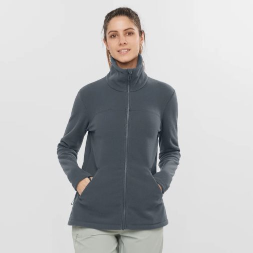 Dámské Bundy Salomon Essential Cosy Fleece Full Zip Černé | CZ 94LJRGX